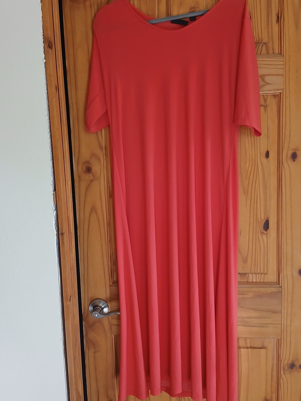 Attitudes by Renee Coral Maxi Dress with Short Sleeves